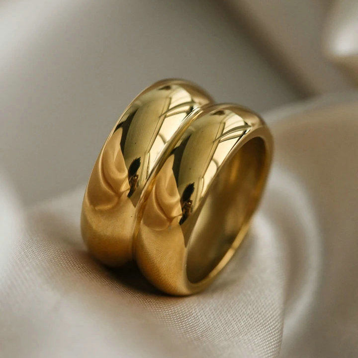 Gold Double Ridge Ring in Gold - women's ring