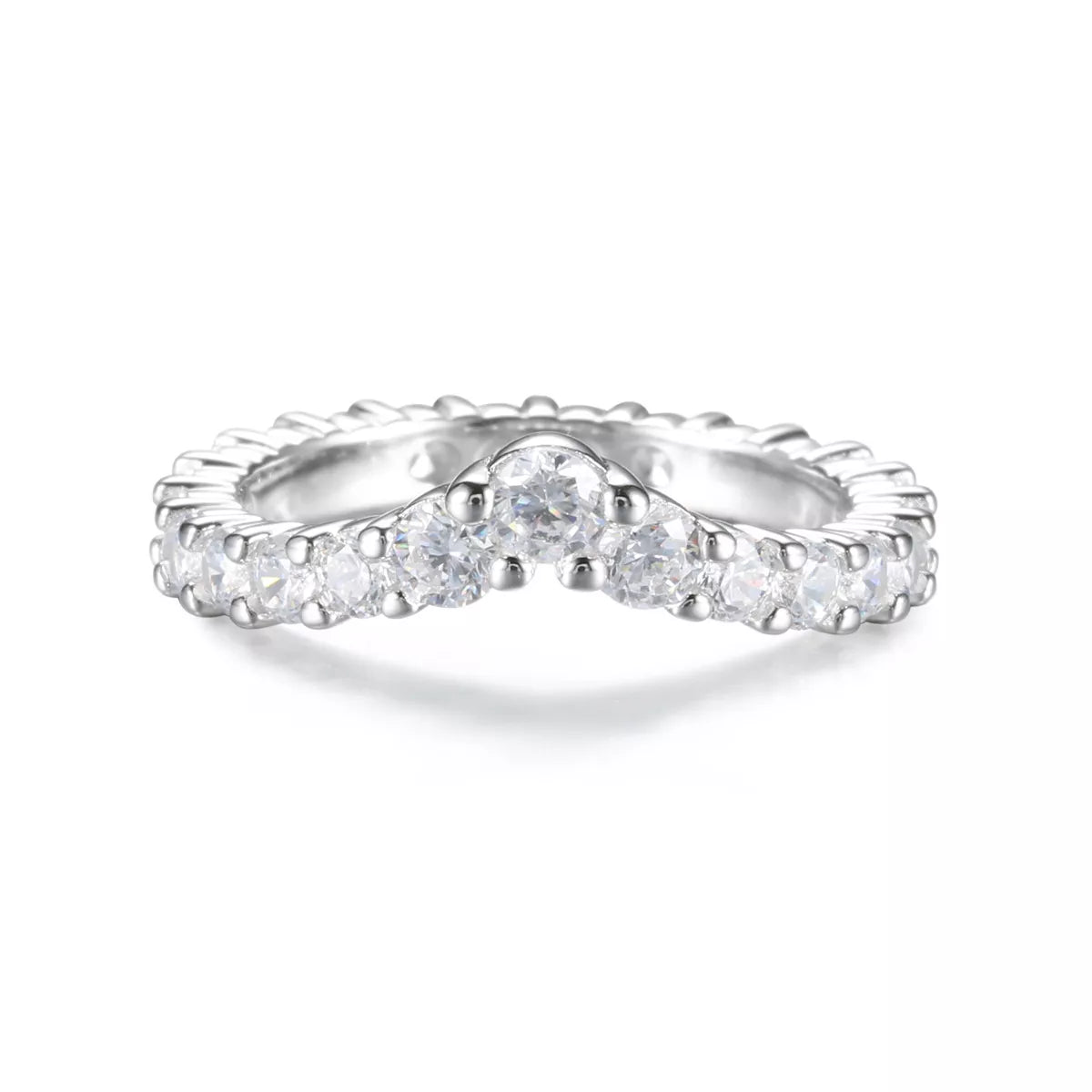 Sterling Silver Zircon V-Shaped Ring - alternate ring view