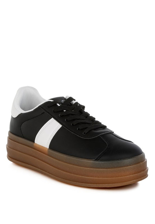 Faux Leather Lace-Up Sneakers