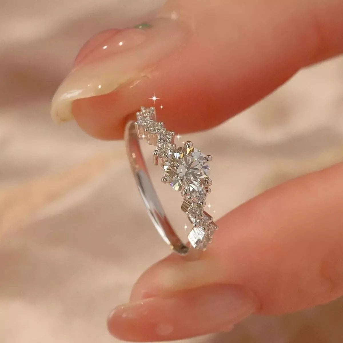 2 Carat Sterling Silver Moissanite Ring - alternate ring view