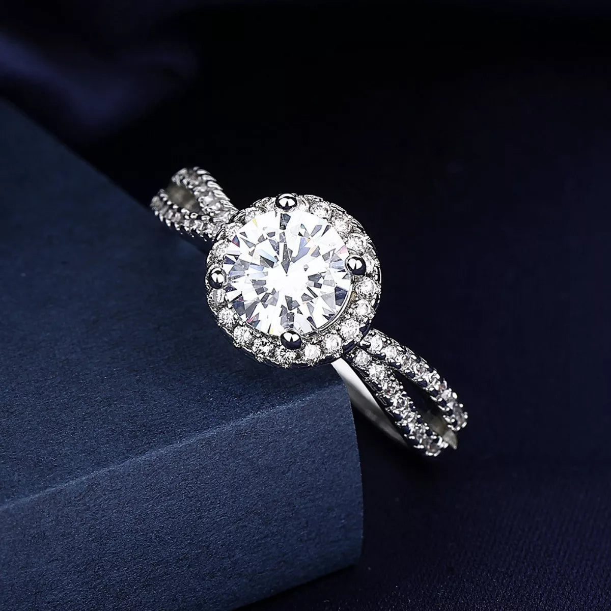 1 Carat Sterling Silver Moissanite Ring - alternate ring view
