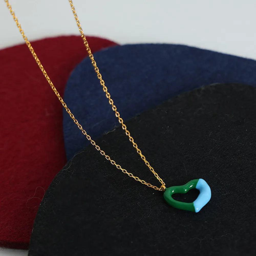 Heart Pendant Titanium Steel Necklace - alternate necklace view