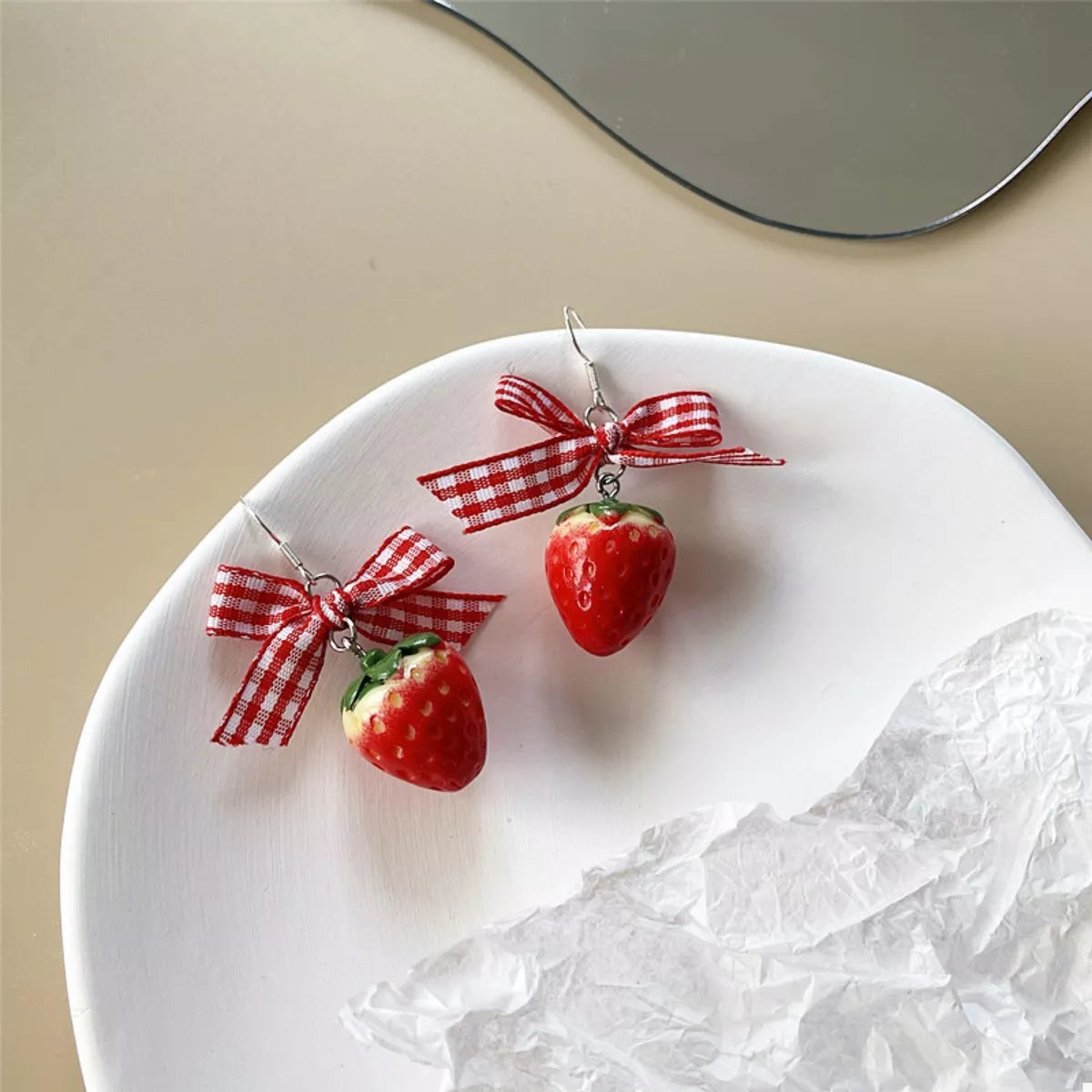 Strawberry Dangle Earrings - alternate earring view