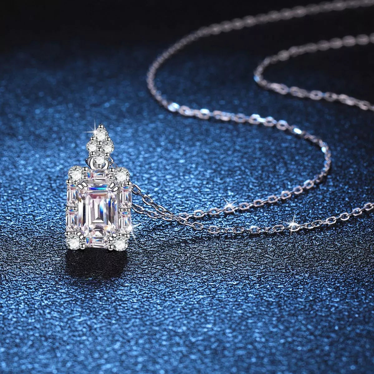 1 Carat Sterling Silver Moissanite Pendant Necklace - alternate necklace view
