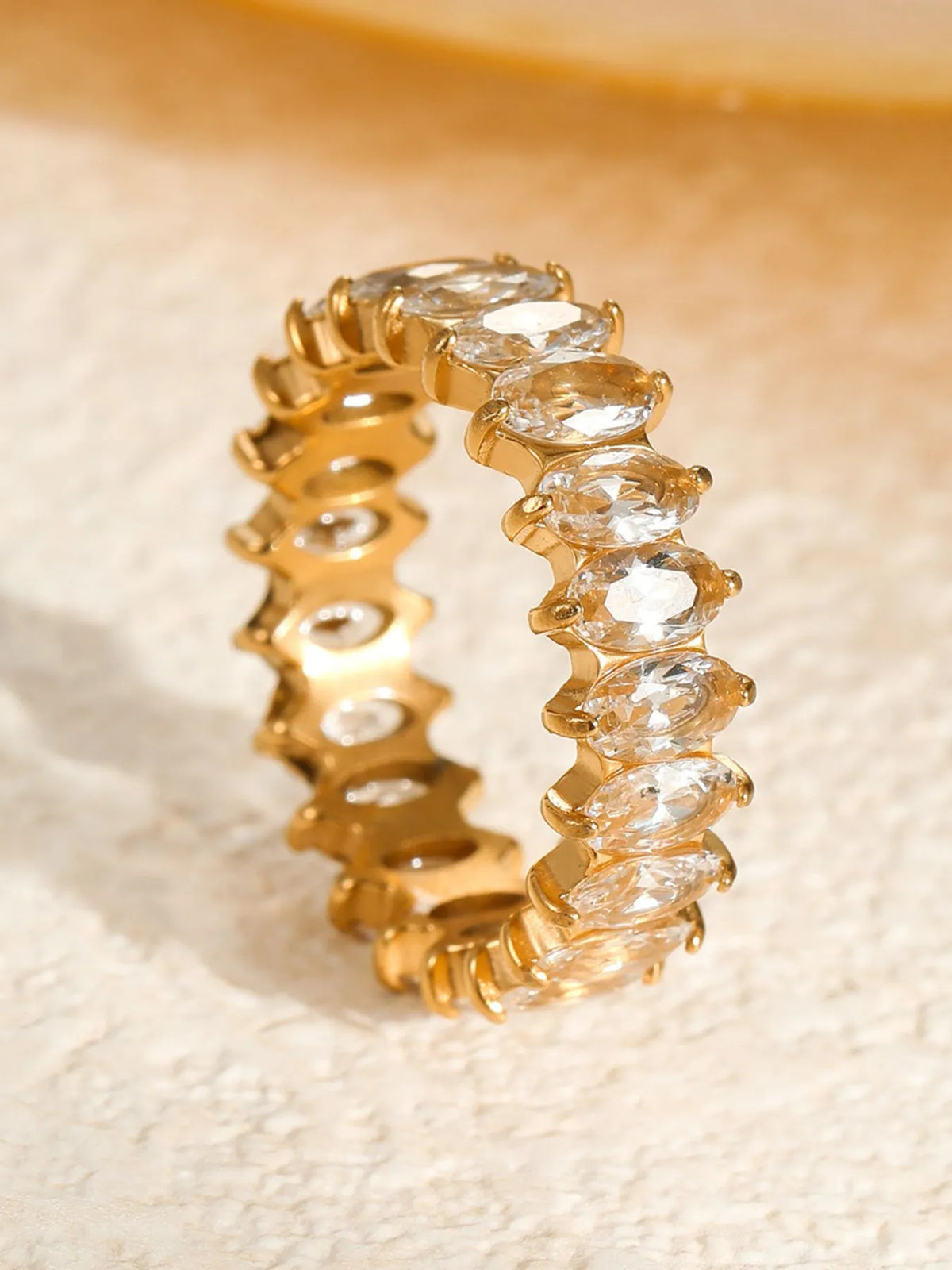 18K Gold-Plated Stainless Steel Zircon Ring - alternate ring view
