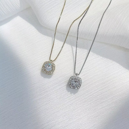 Sterling Silver Zircon Pendant Necklace in Silver - women's pendant necklace