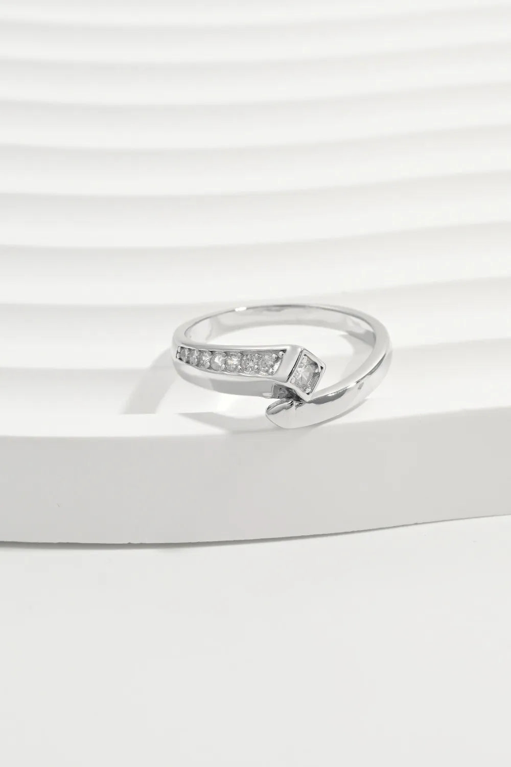Sterling Silver Inlaid Zircon Ring in Silver - women's ring