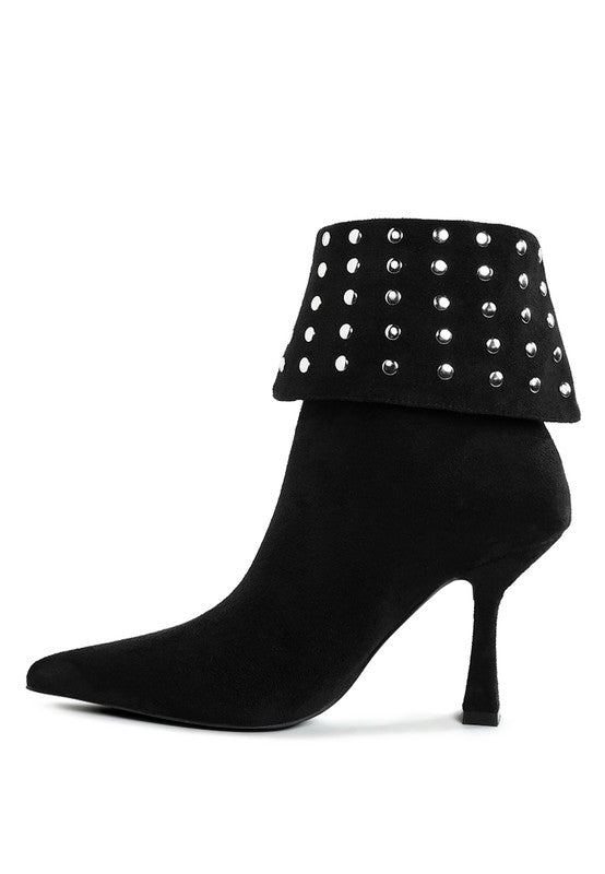 Stud Foldover Ankle Boots