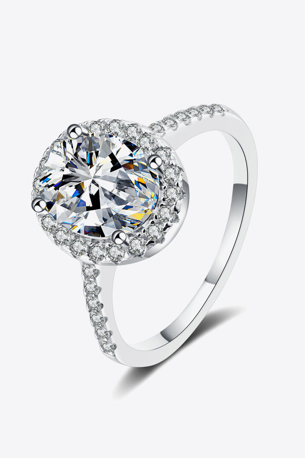2 Carat Moissanite Sterling Silver Halo Ring in Silver - women's halo ring