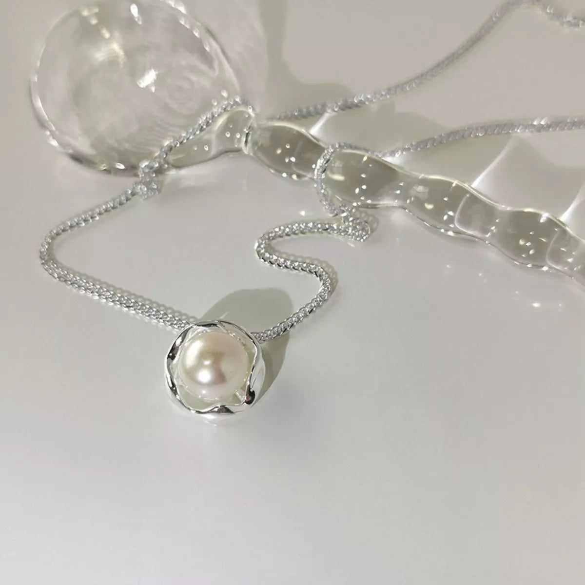 Sterling Silver Pearl Pendant Necklace - alternate necklace view