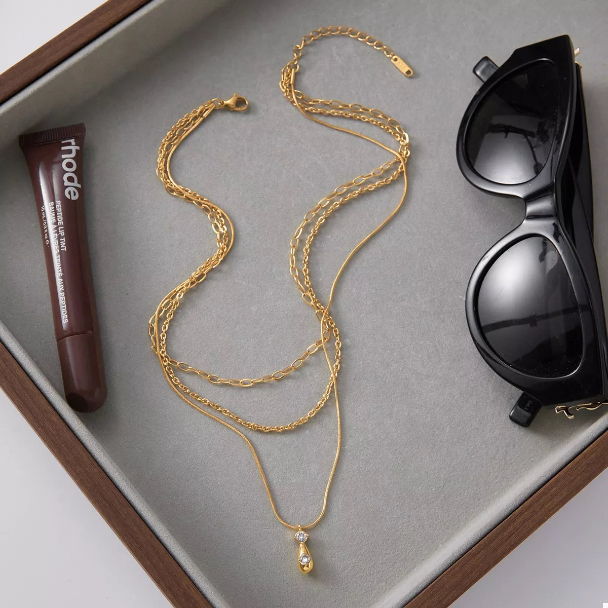 Three Layered Pendant Necklace - alternate necklace view