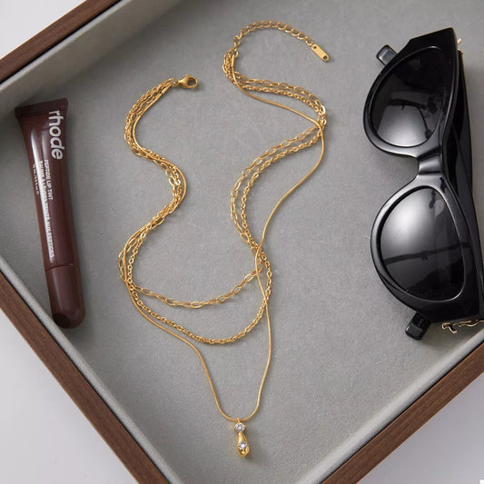 Three Layered Pendant Necklace - alternate necklace view