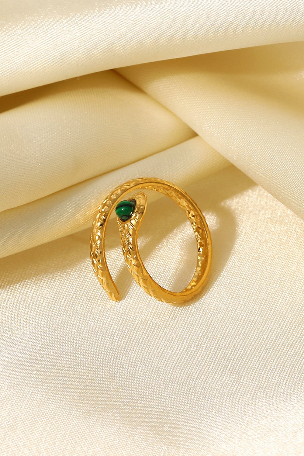 Snake Charmer Malachite Snake-Shaped Bypass Ring - alternate ring view