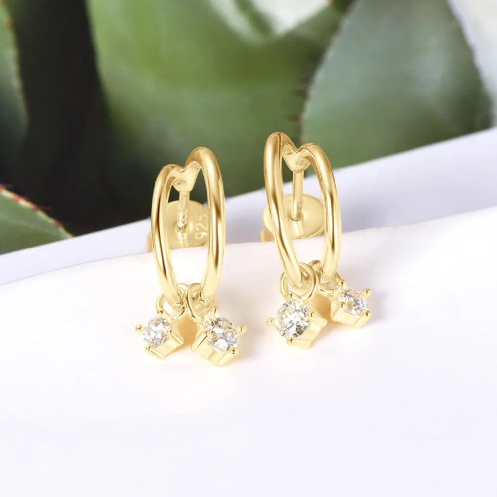 Sterling Silver Moissanite C-Hoop Earrings - alternate earring view