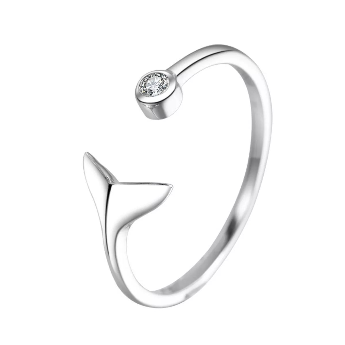 Sterling Silver Whale Tail Ring - alternate ring view