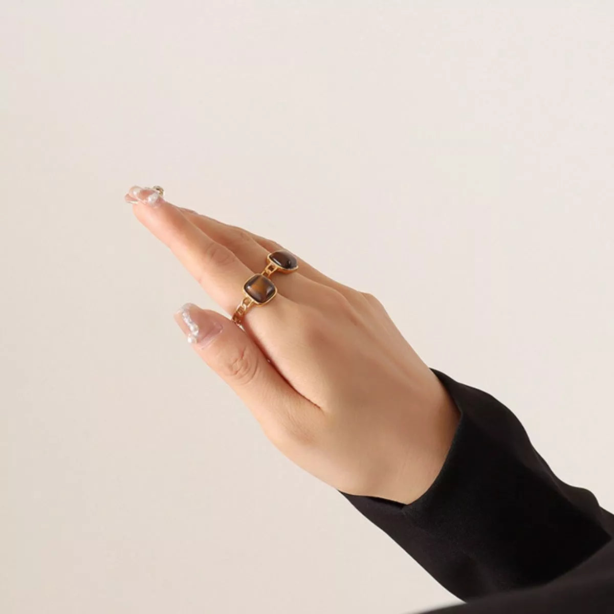 Tiger's Eye 18K Gold-Plated Ring in Dark Brown - women's ring
