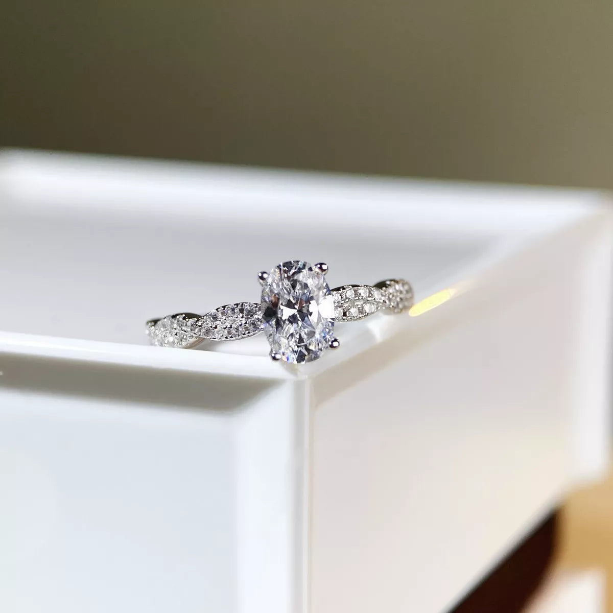Cultivating High-Carbon Diamond Sterling Silver Oval Ring in Silver - women's ring
