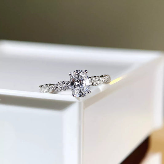 Cultivating High-Carbon Diamond Sterling Silver Oval Ring in Silver - women's ring