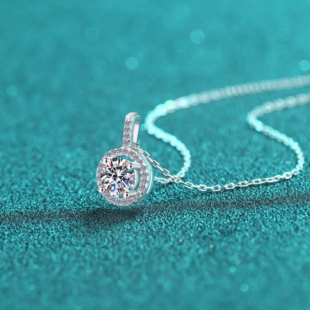 2 Carat Moissanite Pendant Necklace - alternate necklace view