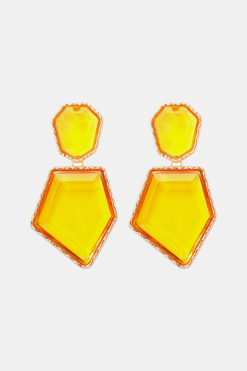 Geometric Shape Zinc Alloy Frame Resin Dangle Earrings - alternate earring view