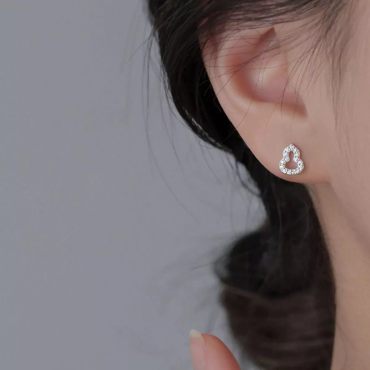 Gourd Shaped Stud Earrings in Silver - women's stud earrings