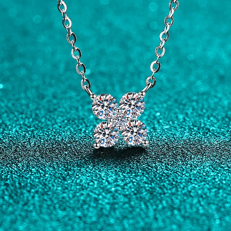 1.26 Carat Moissanite Sterling Silver Geometric Shape Pendant Necklace - alternate necklace view
