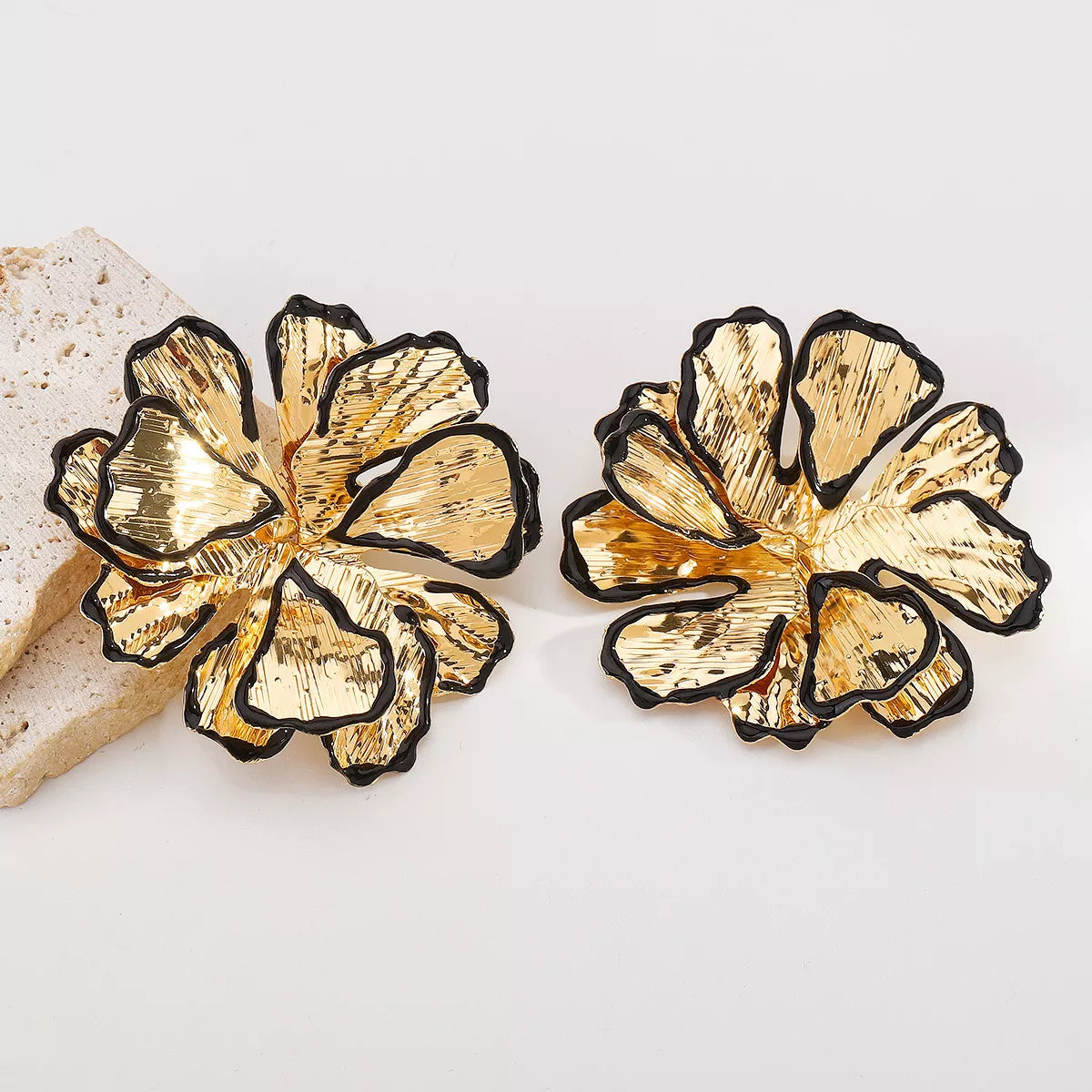 18K Gold-Plated Flower Stud Earrings - alternate earring view