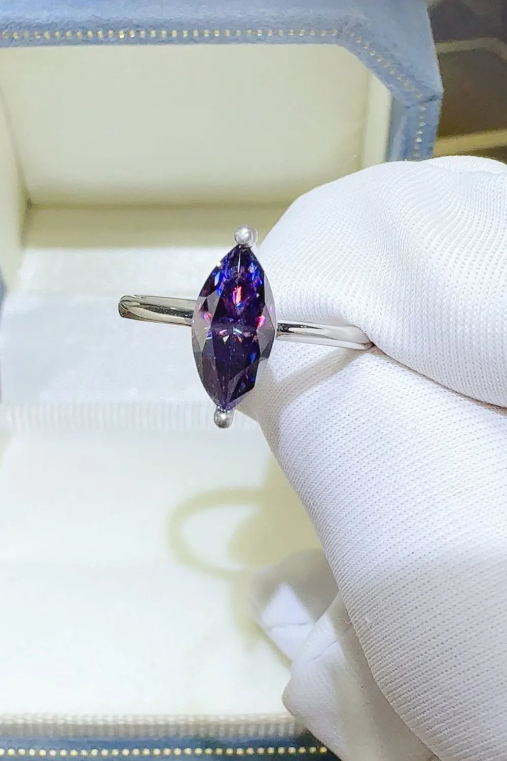 2 Carat Moissanite Sterling Silver Ring in Violet - women's ring
