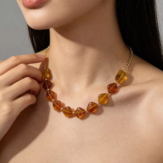 Geometric Acrylic Bead Necklace - alternate necklace view
