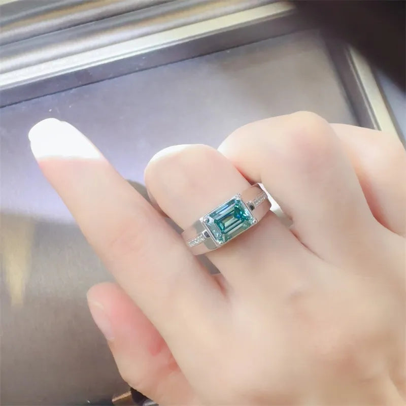 3 Carat Sterling Silver Moissanite Rectangle Ring in Silver - women's ring