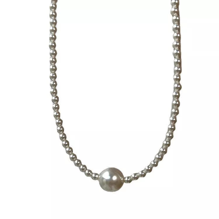 Pearl Bead Choker Necklace - alternate necklace view