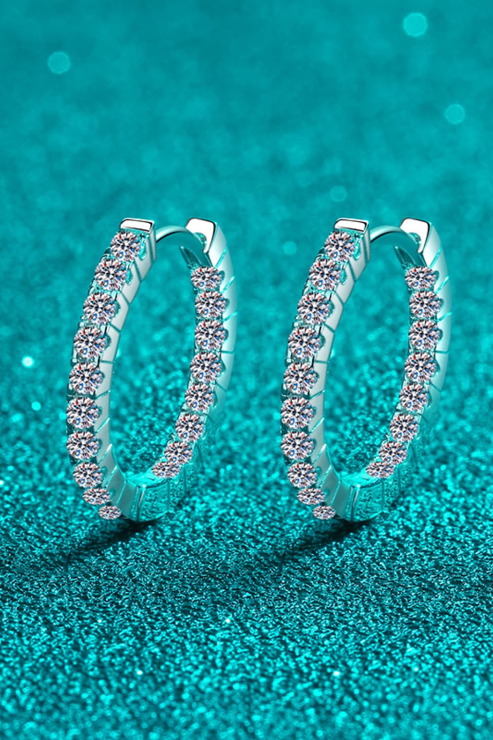 Moissanite Sterling Silver Huggie Earrings - alternate earring view