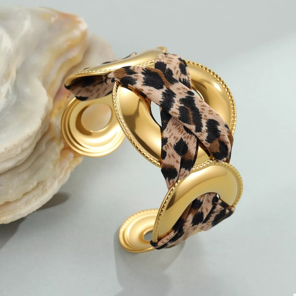 Leopard Ribbon 18K Gold-Plated Open Bracelet - alternate jewelry view