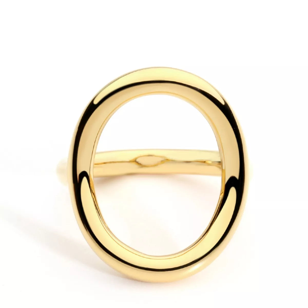18K Gold-Plated Copper Round Ring in Silver - women's ring