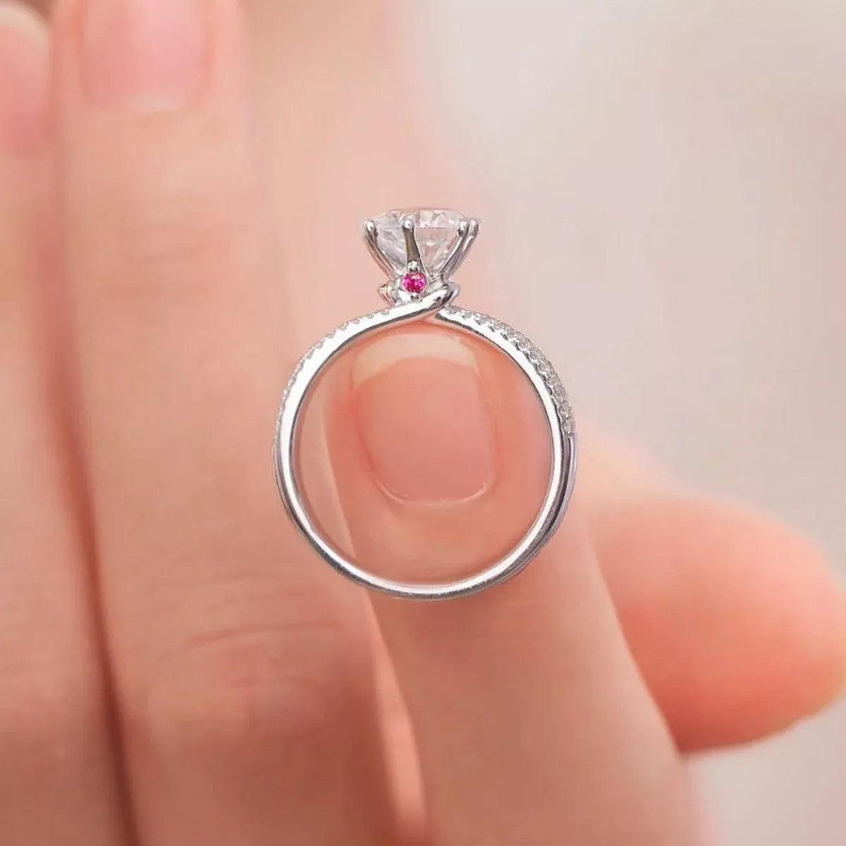 1 Carat Sterling Silver Moissanite Ring in Silver - women's ring