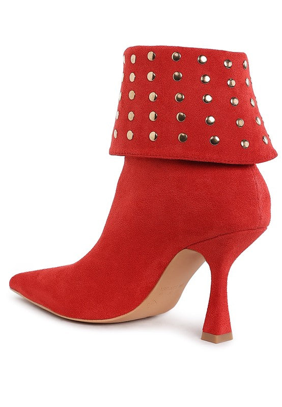 Stud Foldover Ankle Boots