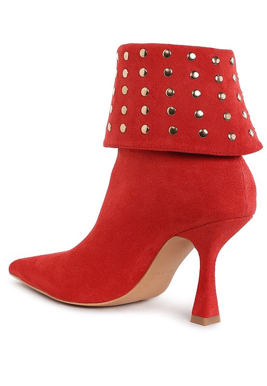 Stud Foldover Ankle Boots