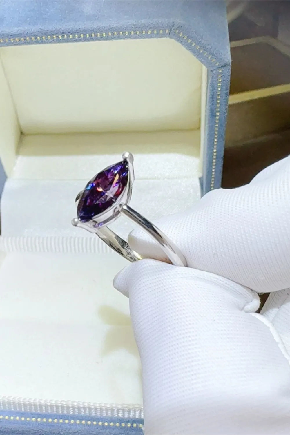 2 Carat Moissanite Sterling Silver Ring in Violet - women's ring