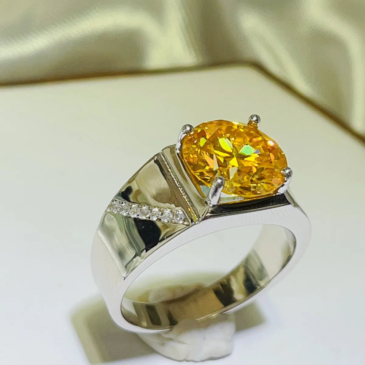 5 Carat Moissanite Sterling Silver Ring in Yellow - women's ring