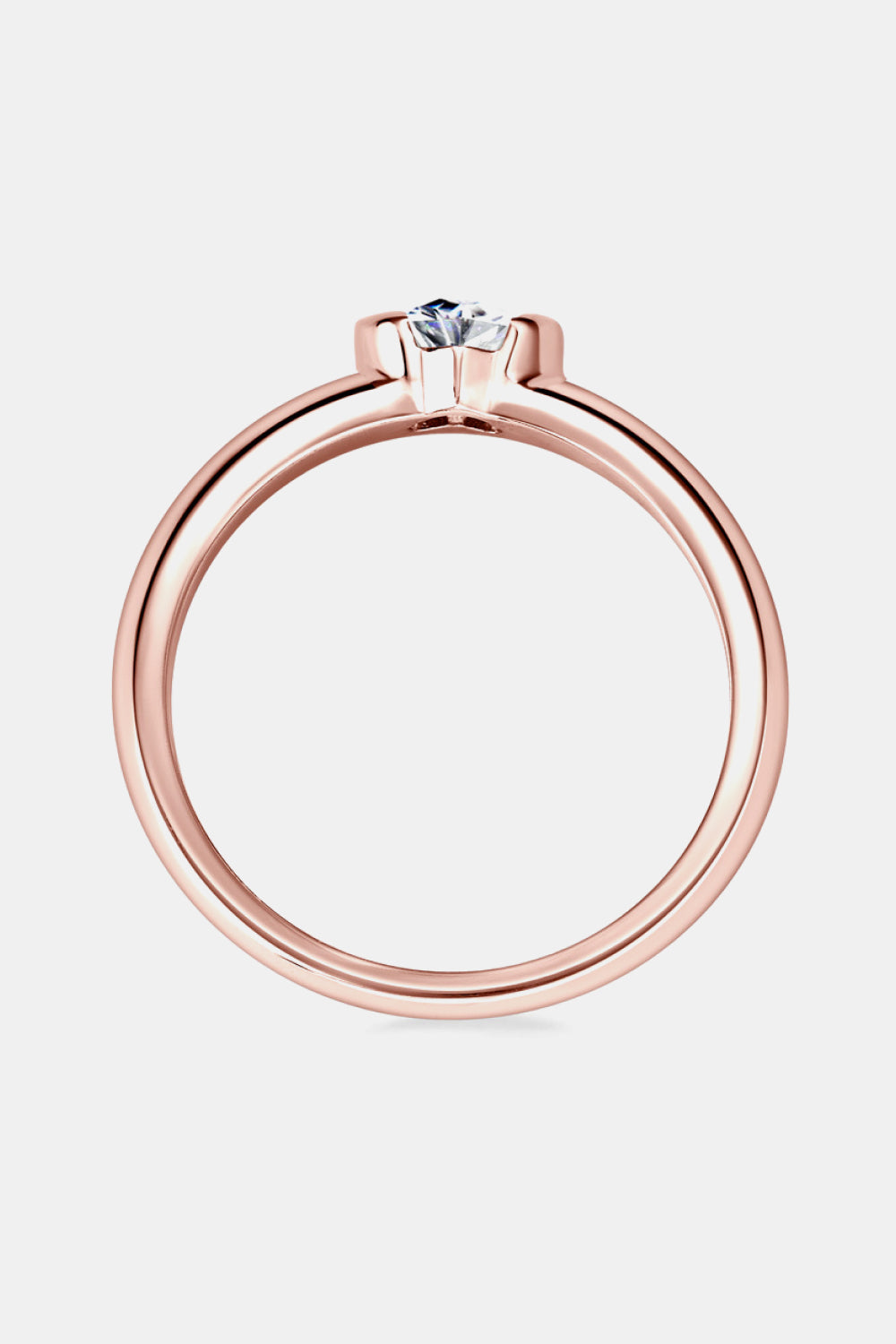 Moissanite Sterling Silver Heart Solitaire Ring in Rose Gold - women's solitaire ring
