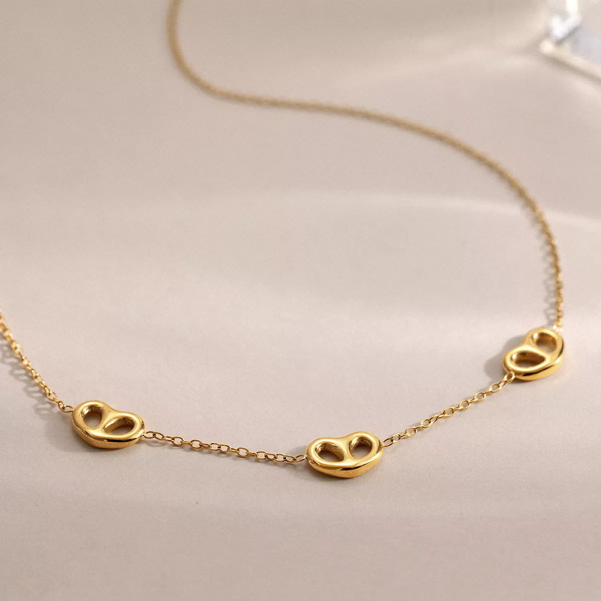 18K Gold-Plated Pig Nose Necklace - alternate necklace view