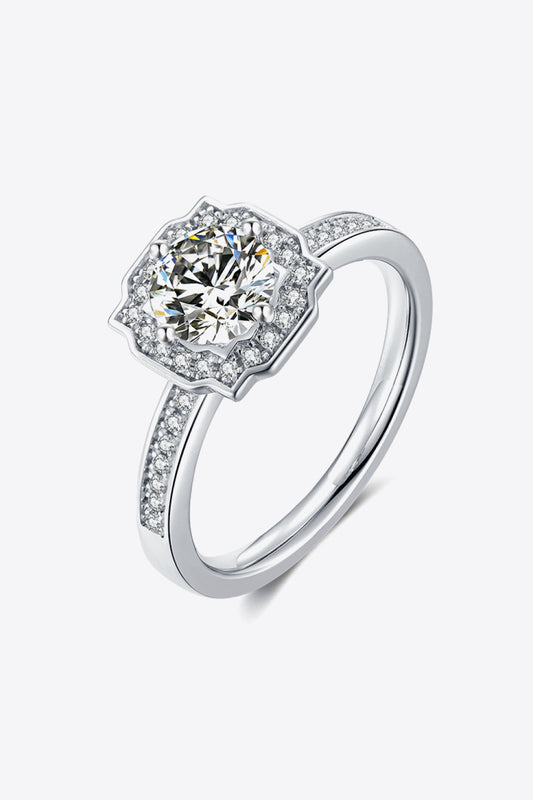 1 Carat Moissanite Platinum-Plated Ring in Silver - women's ring