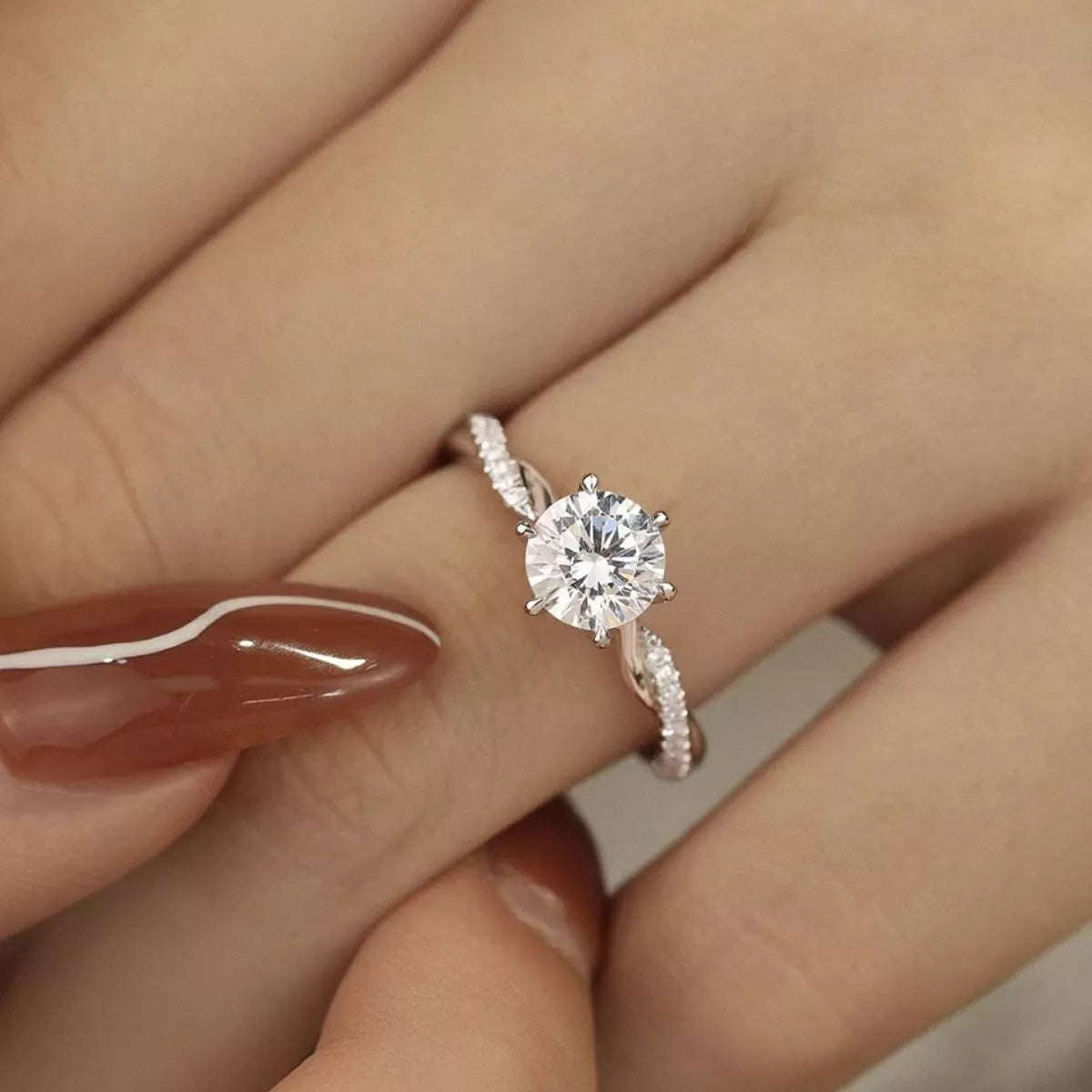1 Carat Sterling Silver Moissanite Ring in Silver - women's ring