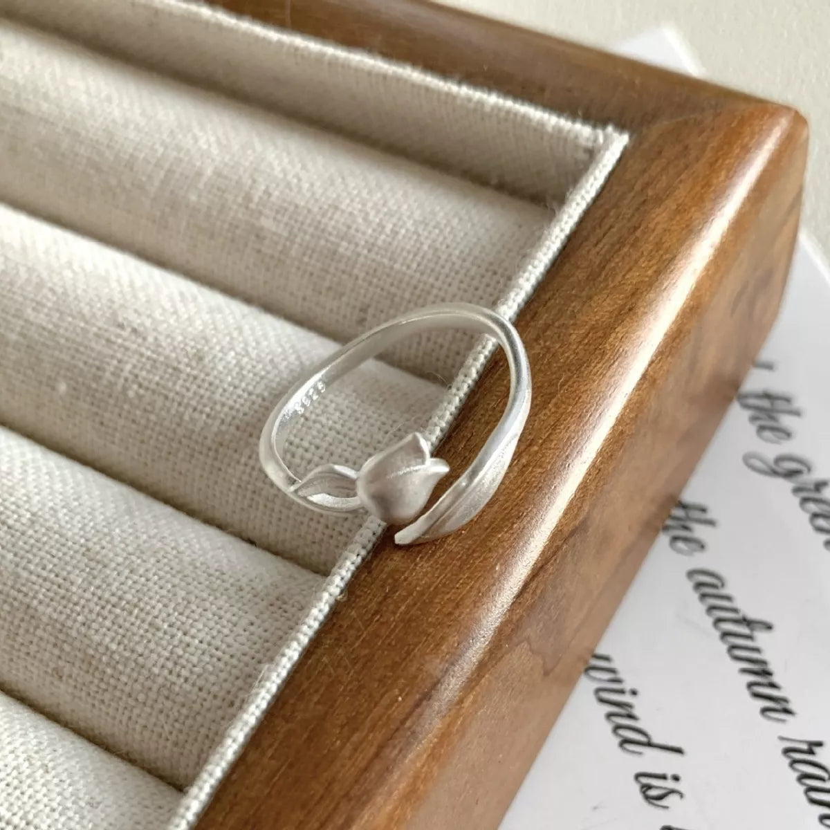 Sterling Silver Flower Bypass Ring - alternate ring view