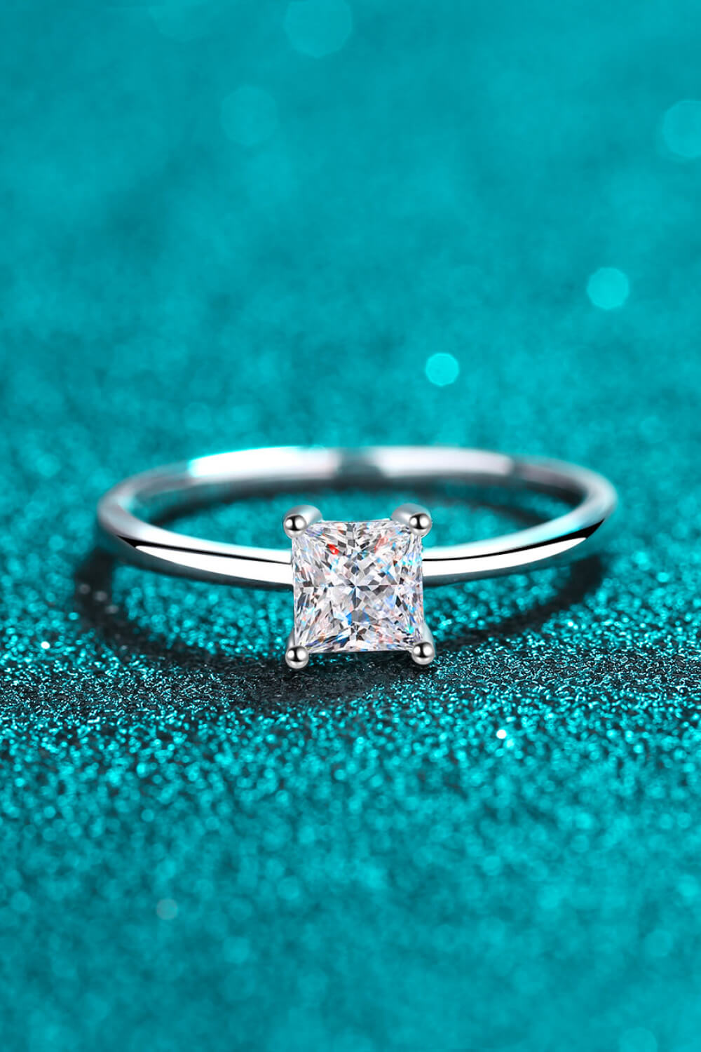Sterling Silver Moissanite Solitaire Ring in Silver - women's solitaire ring
