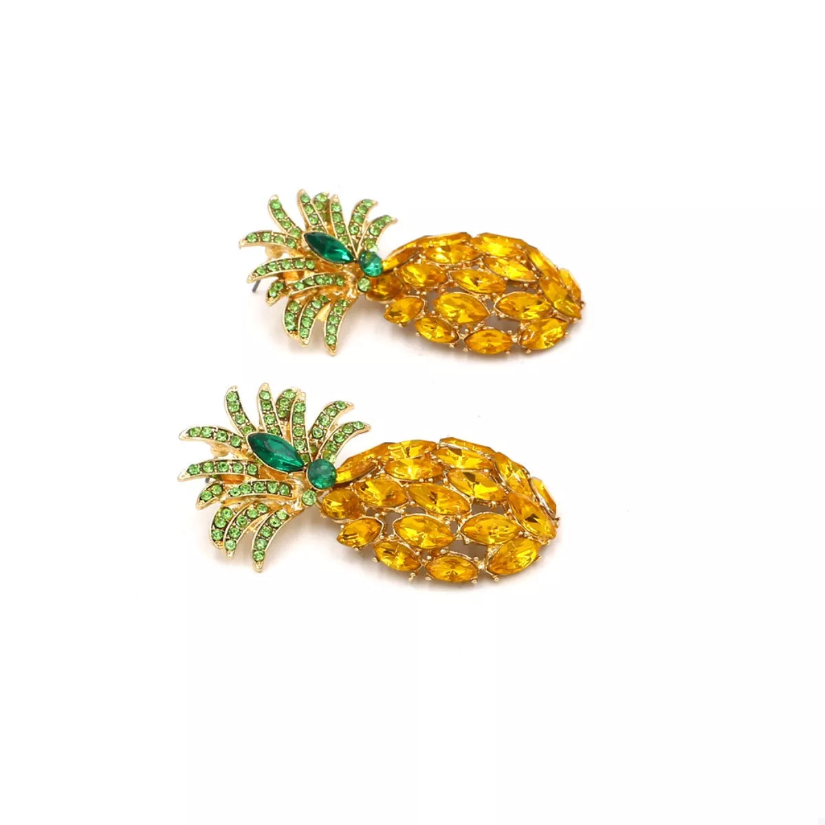 Pineapple Rhinestone Dangle Earrings - alternate earring view