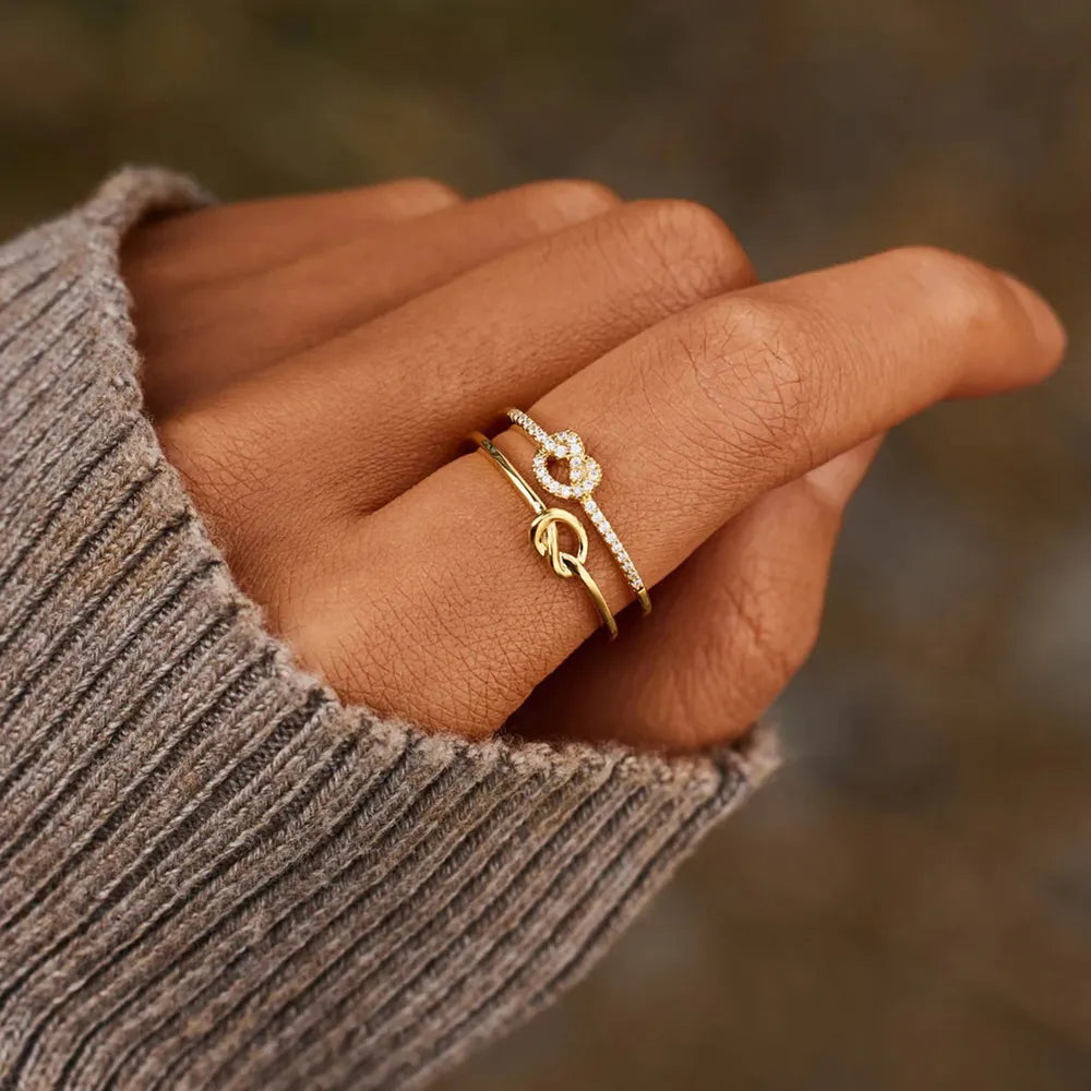 Sterling Silver Double-Layered Knot Ring - alternate ring view
