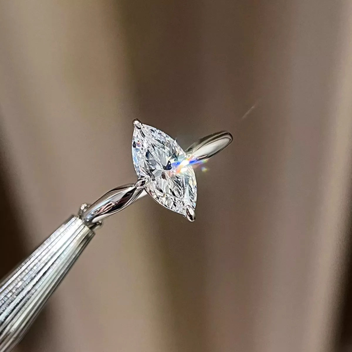 2 Carat Moissanite Sterling Silver Ring in Silver - women's ring