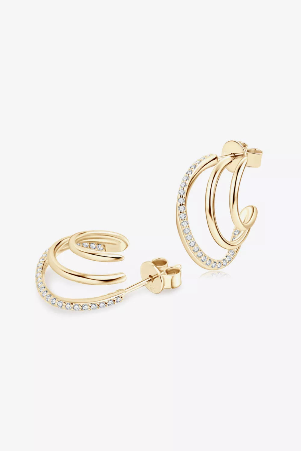 Moissanite Sterling Silver Earrings - alternate earring view