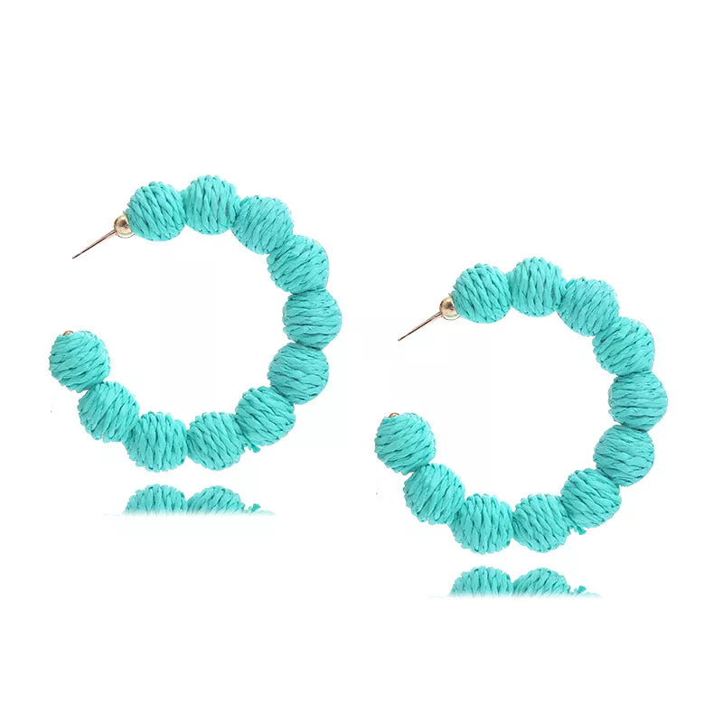 Raffia Grass C-Hoop Earrings in Color - women's hoop earrings